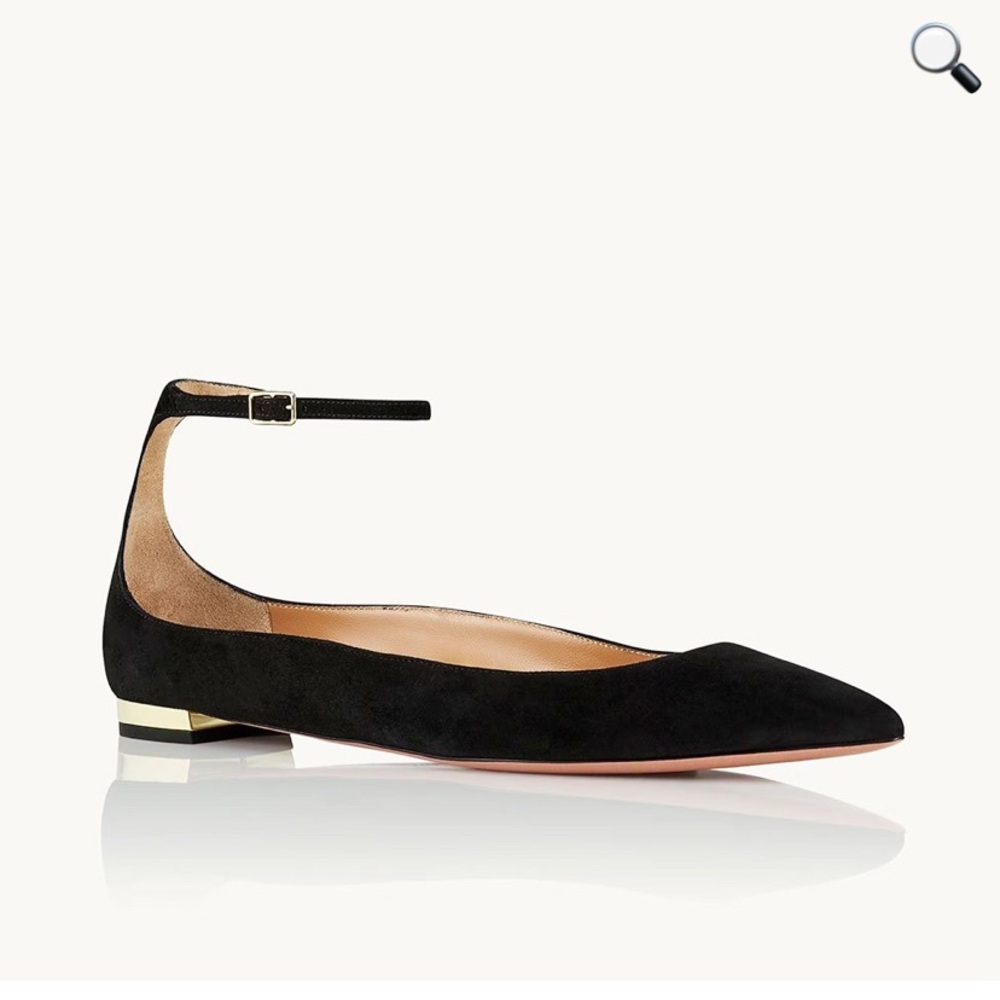 Aquazzura Black Ankle Strap love affair flat; Size: 8.5